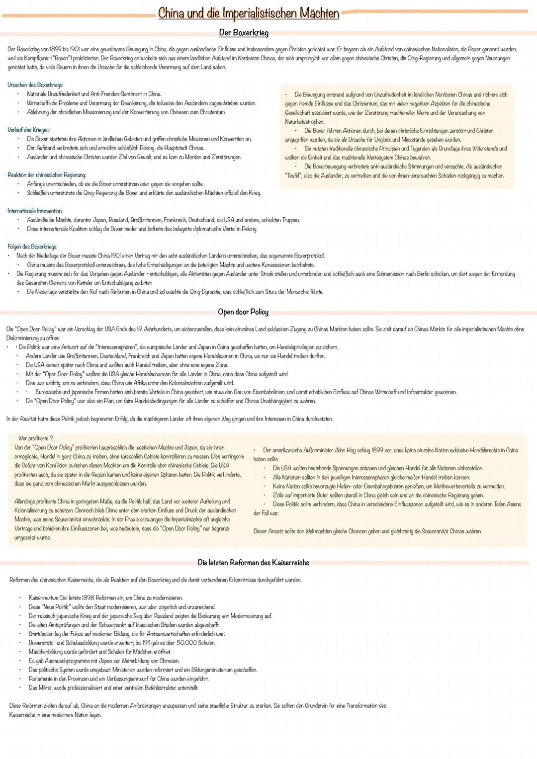 # China und die Imperialistischen Mächten
Die Qing Dynastie
- seit 1644 an der Macht
- 150 Jahre Blutezeit (hohe Ertrage der Landwirtschaft
