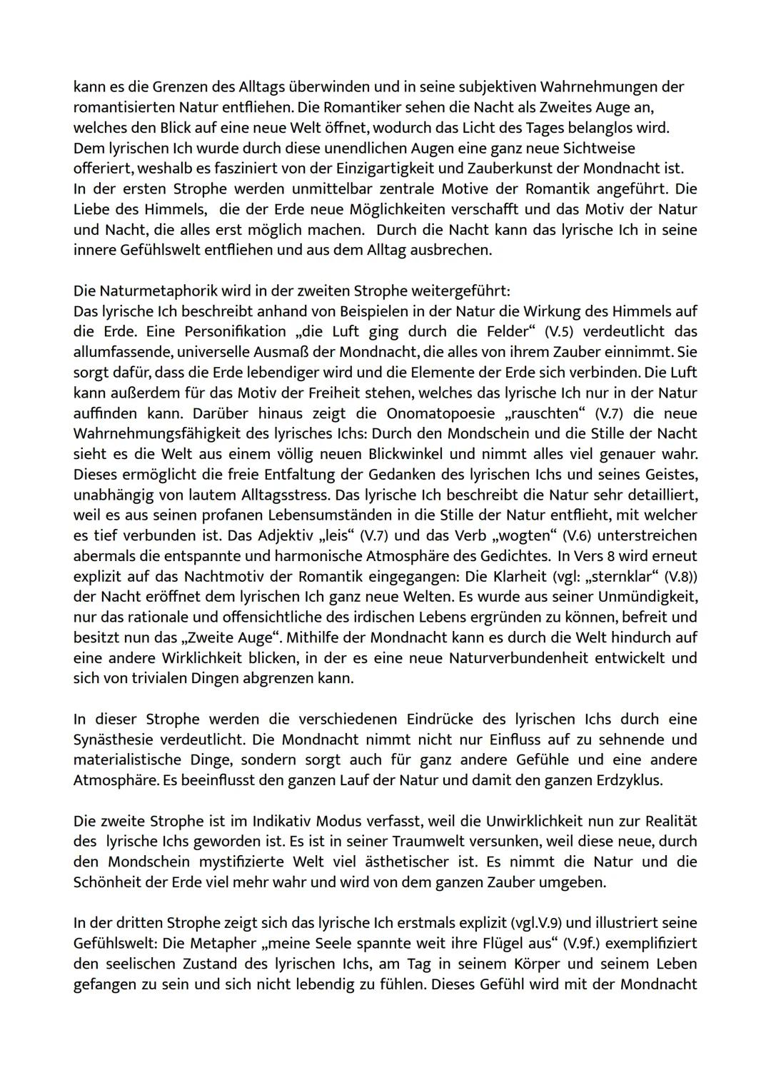 Gedichtvergleich
ANALYSE: „MONDNACHT" VON EICHENDORFF
Das Gedicht „Mondnacht" wurde von Joseph von Eichendorff im Jahre 1837 verfasst. Es