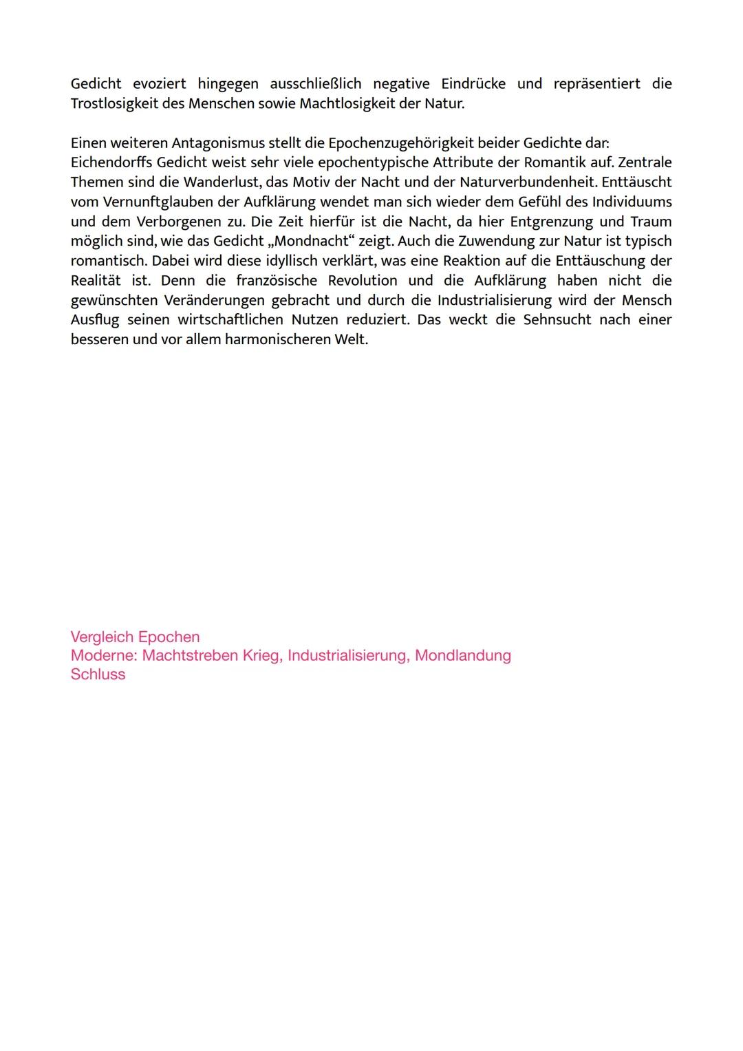 Gedichtvergleich
ANALYSE: „MONDNACHT" VON EICHENDORFF
Das Gedicht „Mondnacht" wurde von Joseph von Eichendorff im Jahre 1837 verfasst. Es