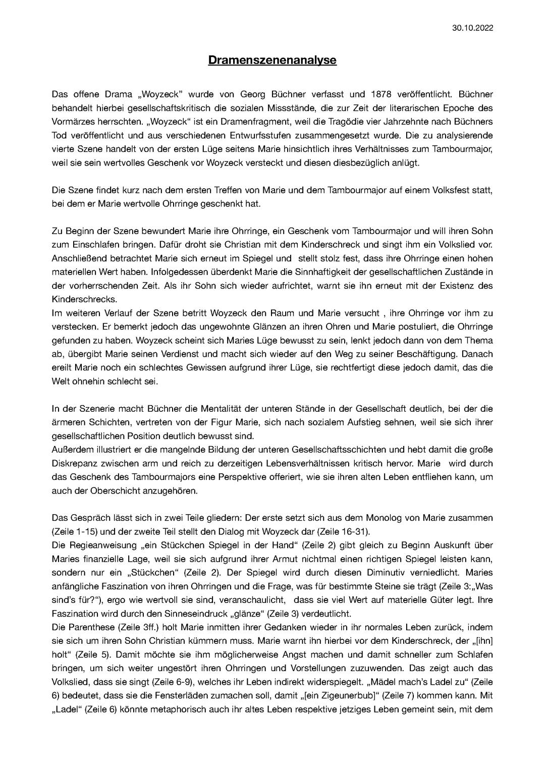 Dramenszenenanalyse Woyzeck