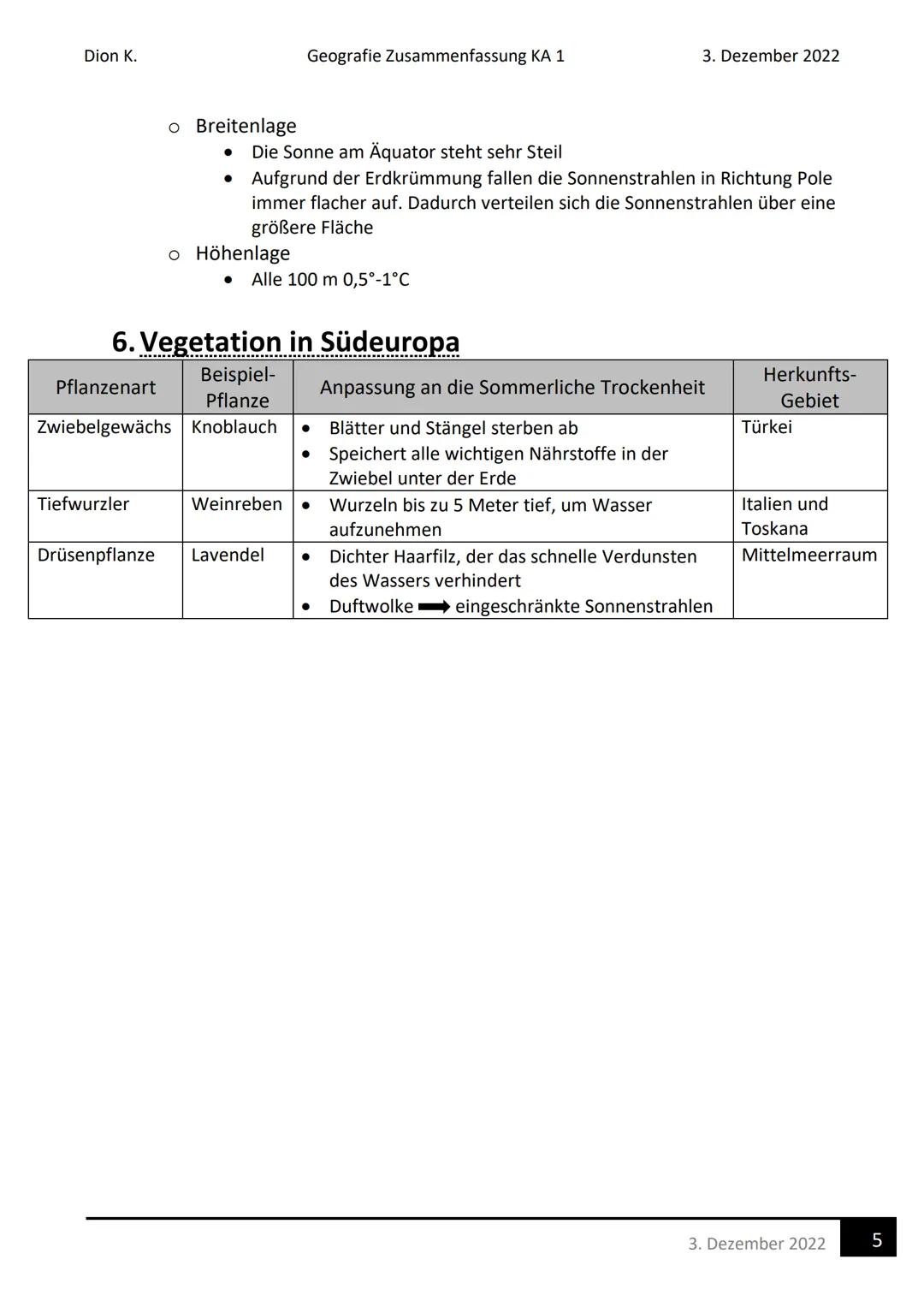 Dion K.
Geografie Zusammenfassung KA 1
3. Dezember 2022
# Geografie Zusammenfassung KA 1
## 1. Europa: Länder und Hauptstädte
|      | La