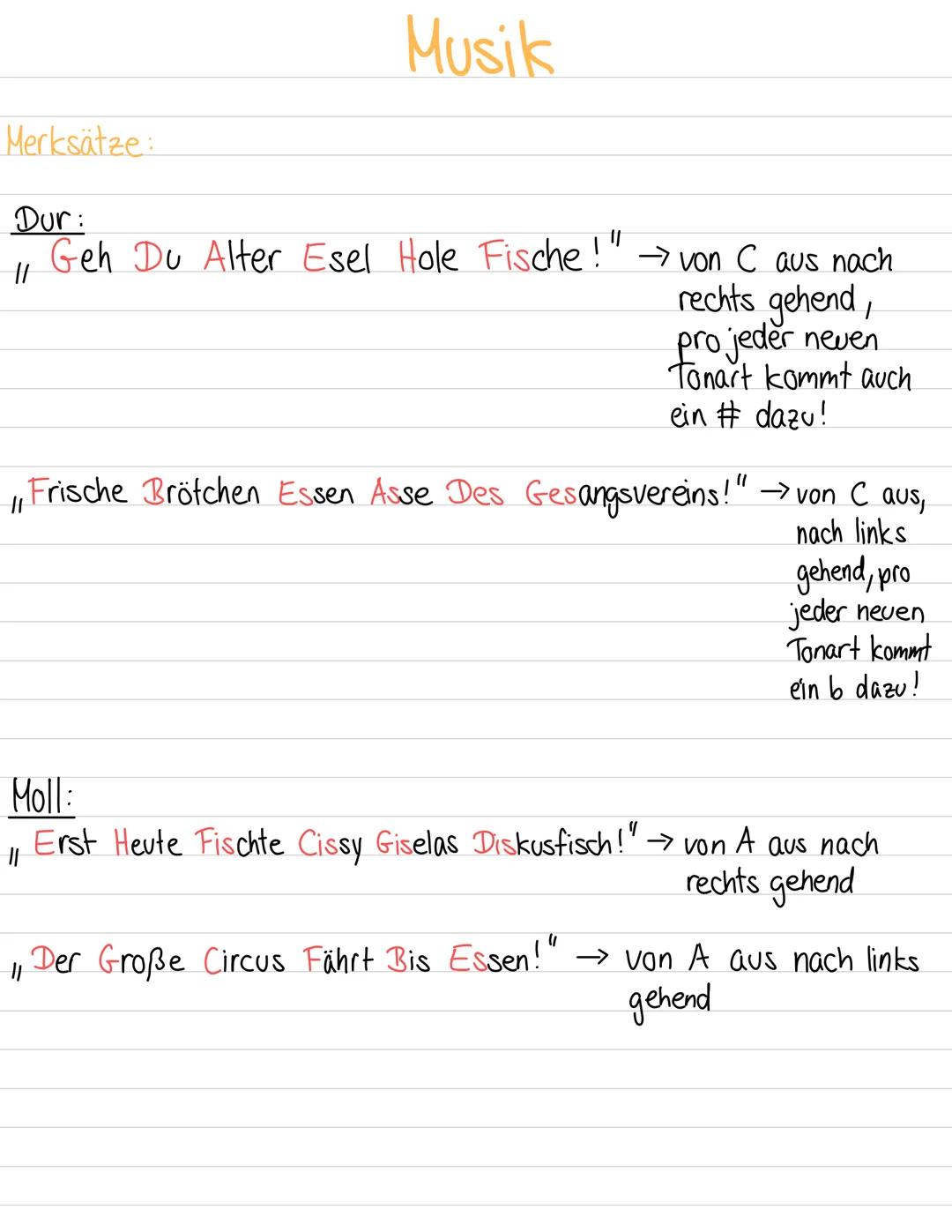 Quintenzirkel:
Musik
Dur
B
佳 ES
C
As
F
a
d
g
Moll
h
fis A
cis
f
b
gis
es/dis
Des
H
Ges/Fis
E Merksätze:
Dur:
Musik
||
H
Geh Du Alter Esel Ho