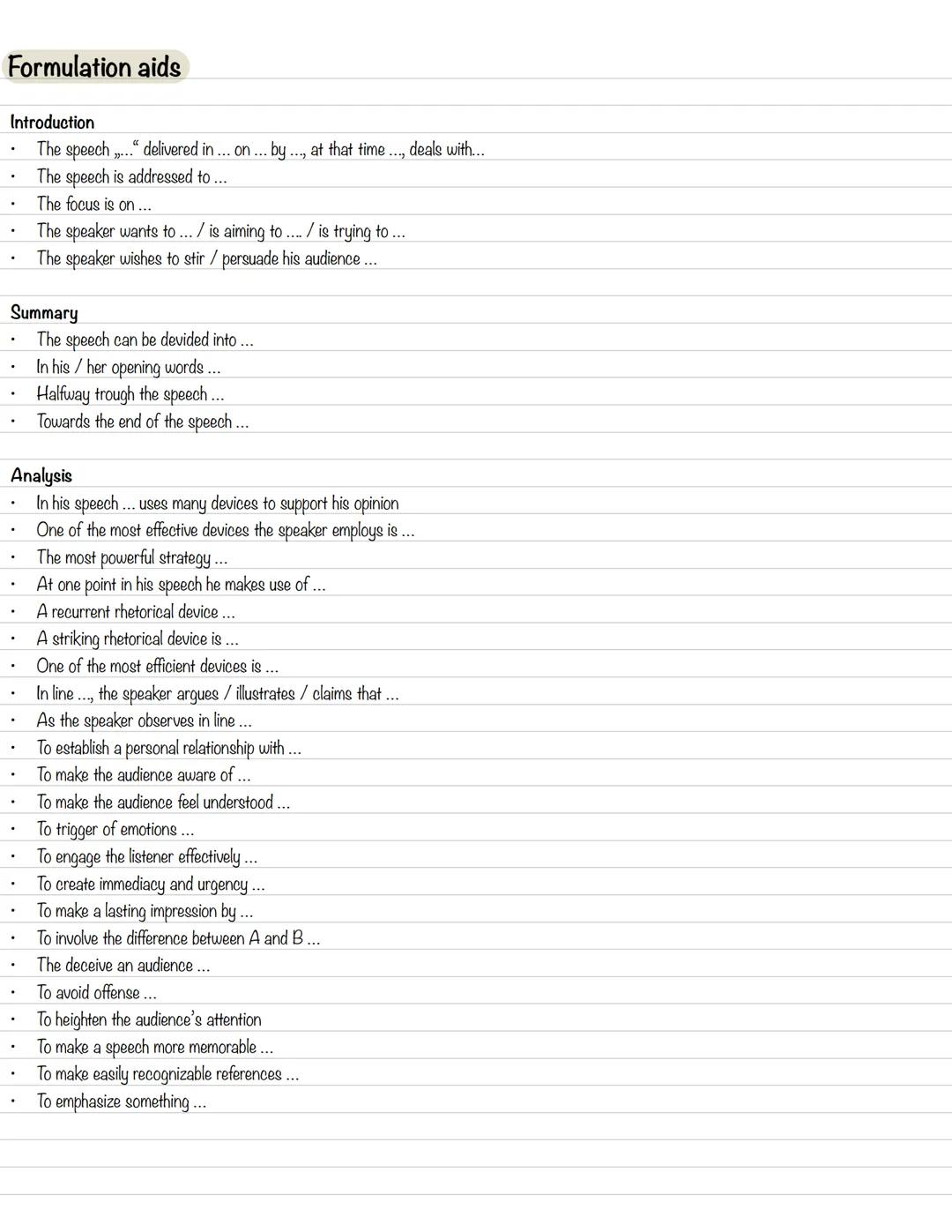 Study-plan
1. Analysing a political speech
2. Stylistic devices
3. Formulation aids
4. American history
5. American politicians
6. American