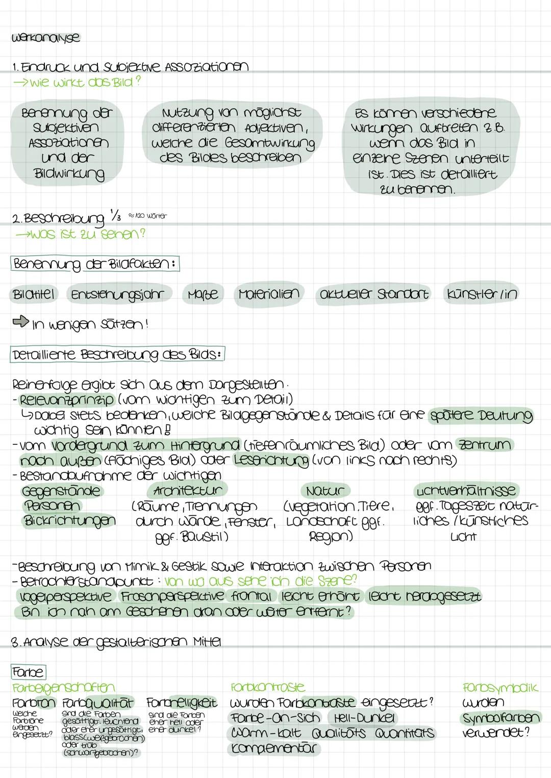 Werkanalyse
1. Eindruck und subjective Assoziationen
wie wirkt das Bild?
Benennung der
Subjektiven
ASSOziationen
und der
Bildwirkung
Nutzung