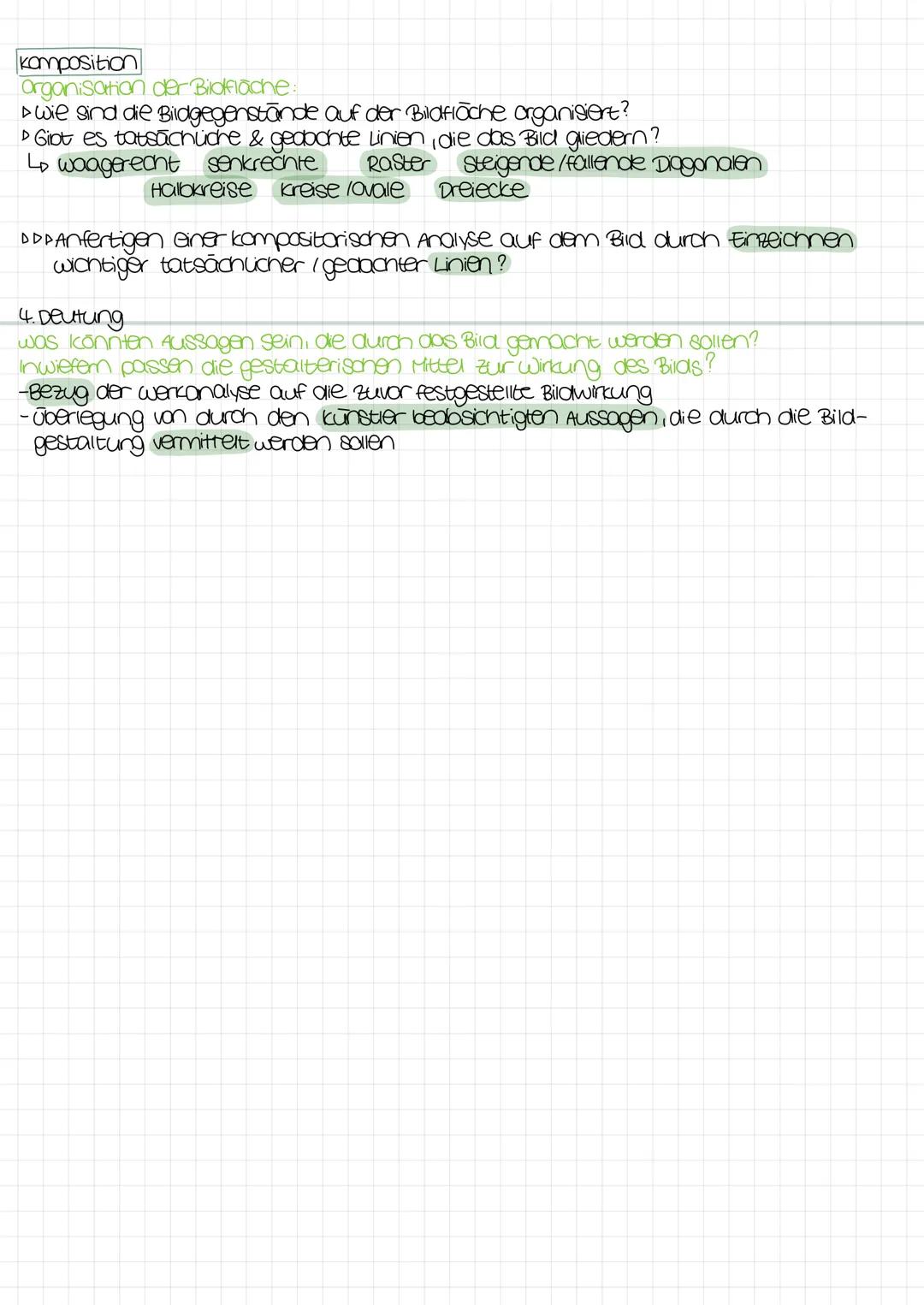 Werkanalyse
1. Eindruck und subjective Assoziationen
wie wirkt das Bild?
Benennung der
Subjektiven
ASSOziationen
und der
Bildwirkung
Nutzung