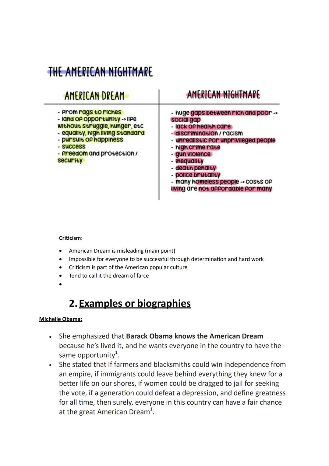 ENGLISCH MÜNDLICHE PRÜFUNG
a) The American Dream
.
•
1. Idea/ concept & criticism
The USA was and still is - a country of unlimited opportun