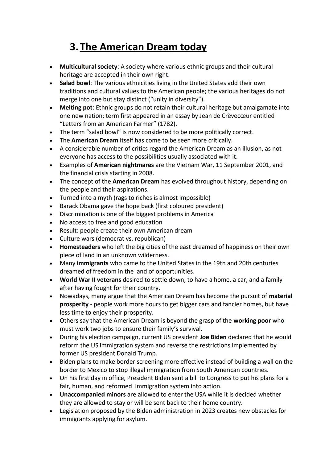 ENGLISCH MÜNDLICHE PRÜFUNG
a) The American Dream
.
•
1. Idea/ concept & criticism
The USA was and still is - a country of unlimited opportun