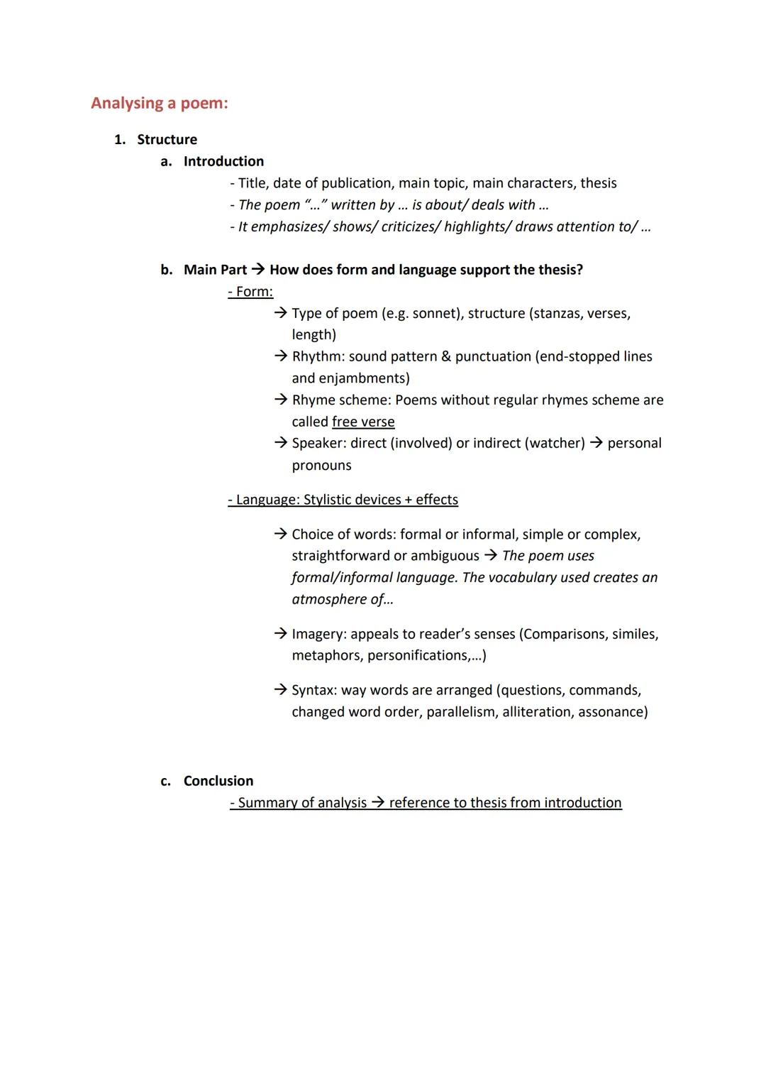 Poem Analysis - English
