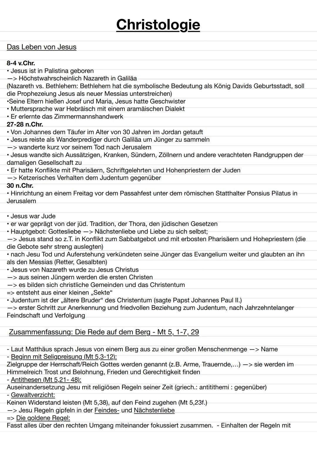Katholische
Religion Christologie
Das Leben von Jesus
8-4 v.Chr.
⚫ Jesus ist in Palistina geboren
-> Höchstwahrscheinlich Nazareth in Galilä