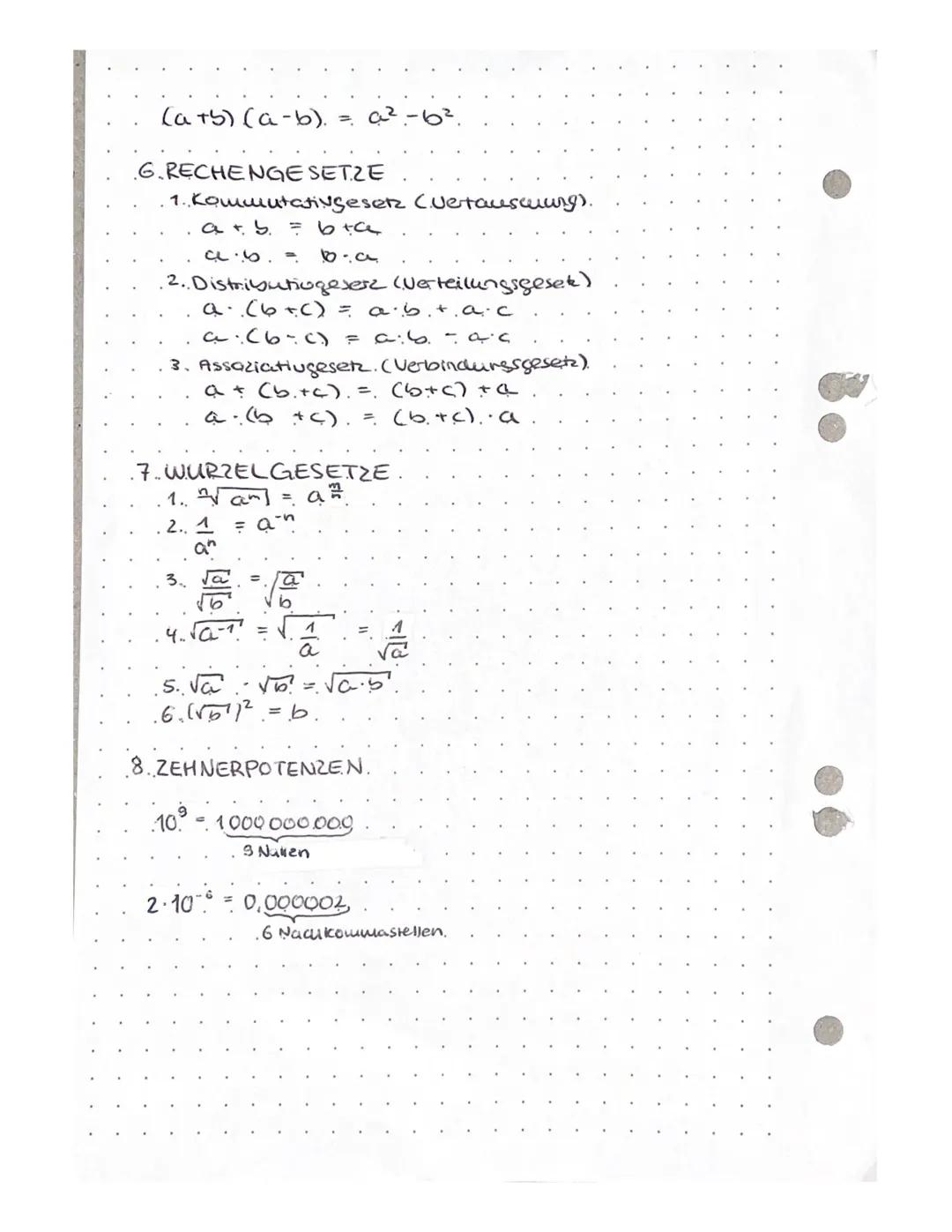 WICHTIGE FORMELN & CO.
.1. POTENZGESETZE
.1..ah..am = nem
.2..an = an-m
am
.3.ah.. bn = (a·b.)"
.4. (an)m=an.m
5.ath = 1
an
2. SCHRIFTL. MUL