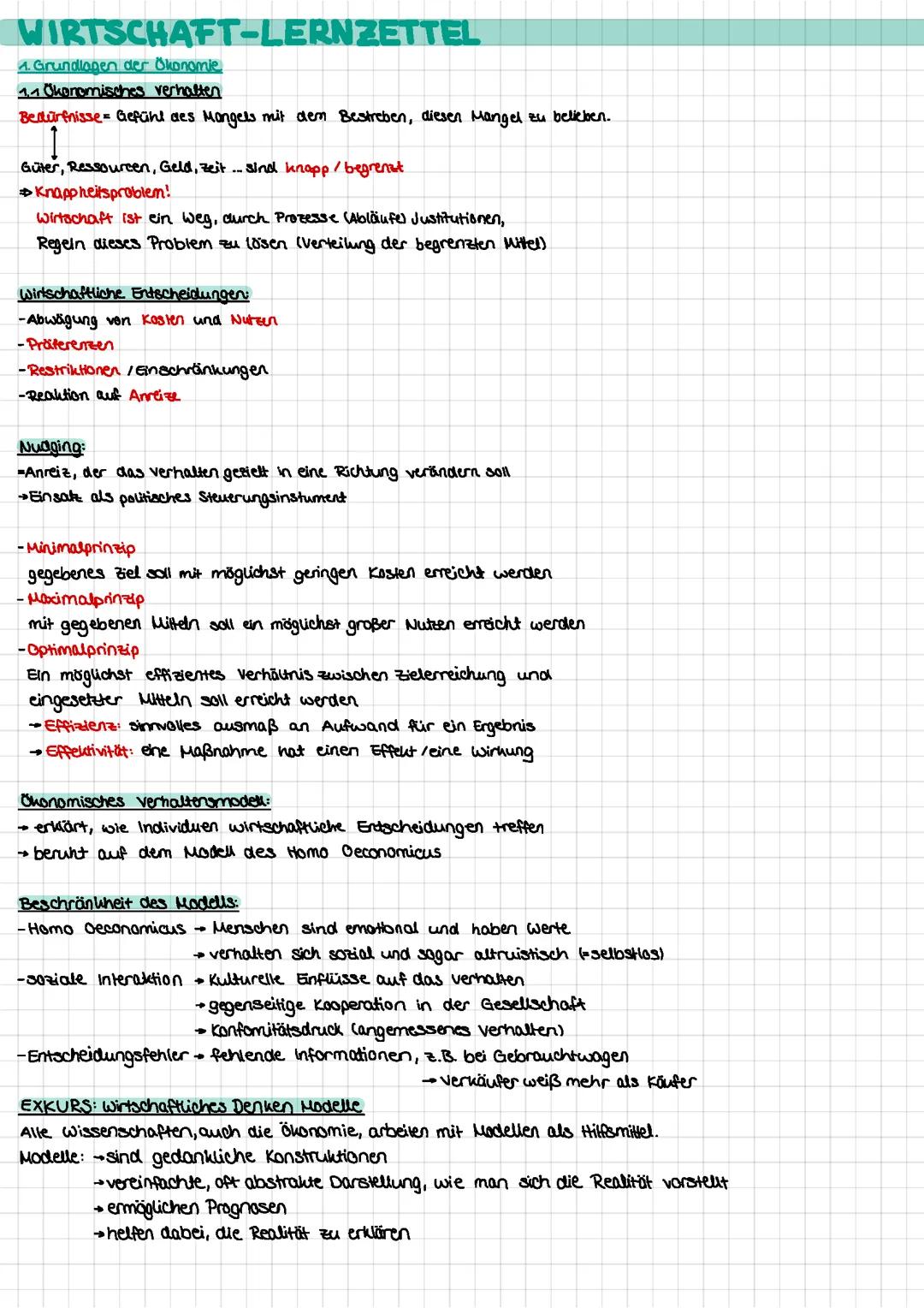 Wirtschaft LK: Grundlagen der Ökonomie