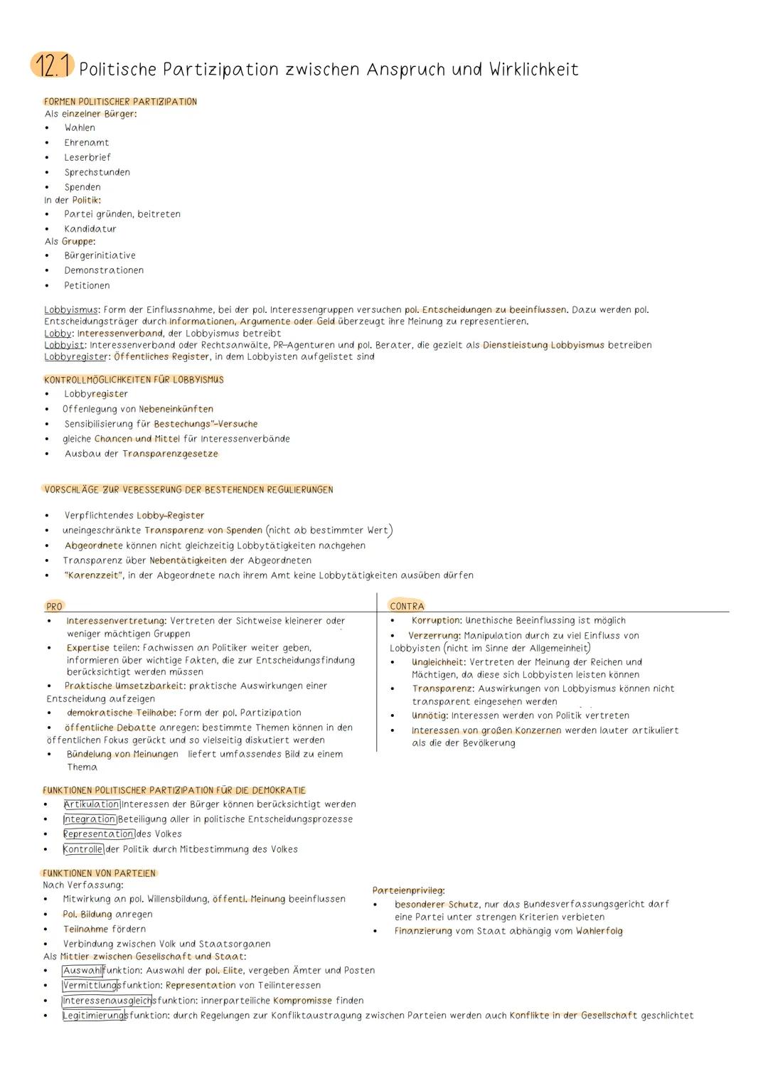 Politik Abitur Lernzettel 2024