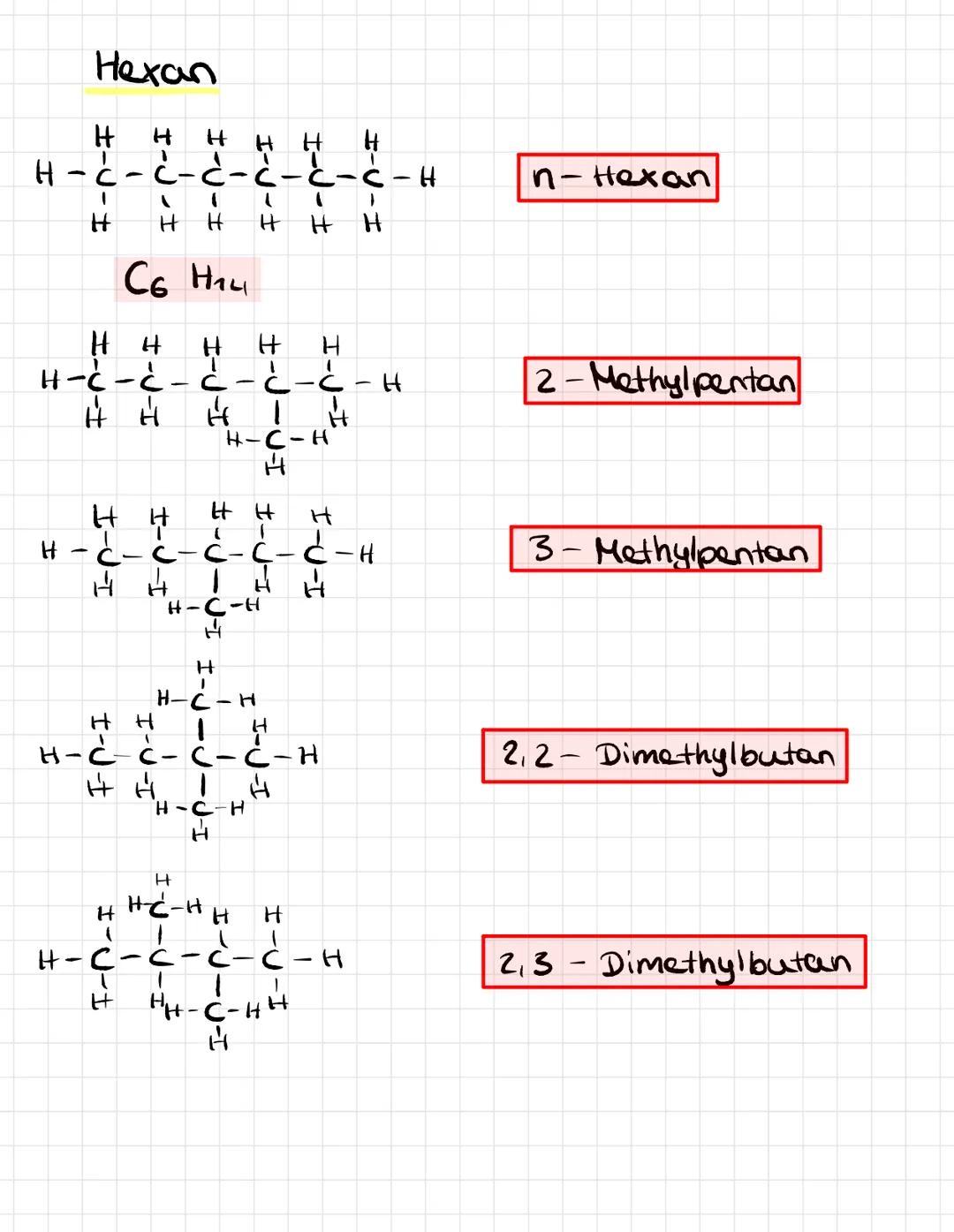 ISOMERE
Alkane = gesättigte Kohlenwasserstoffe
keine Mehrfach-
Kohlenstoff + Wasserstoff
bindung
Beispiele:
unverzweigte Alkane
Methan
Ethan