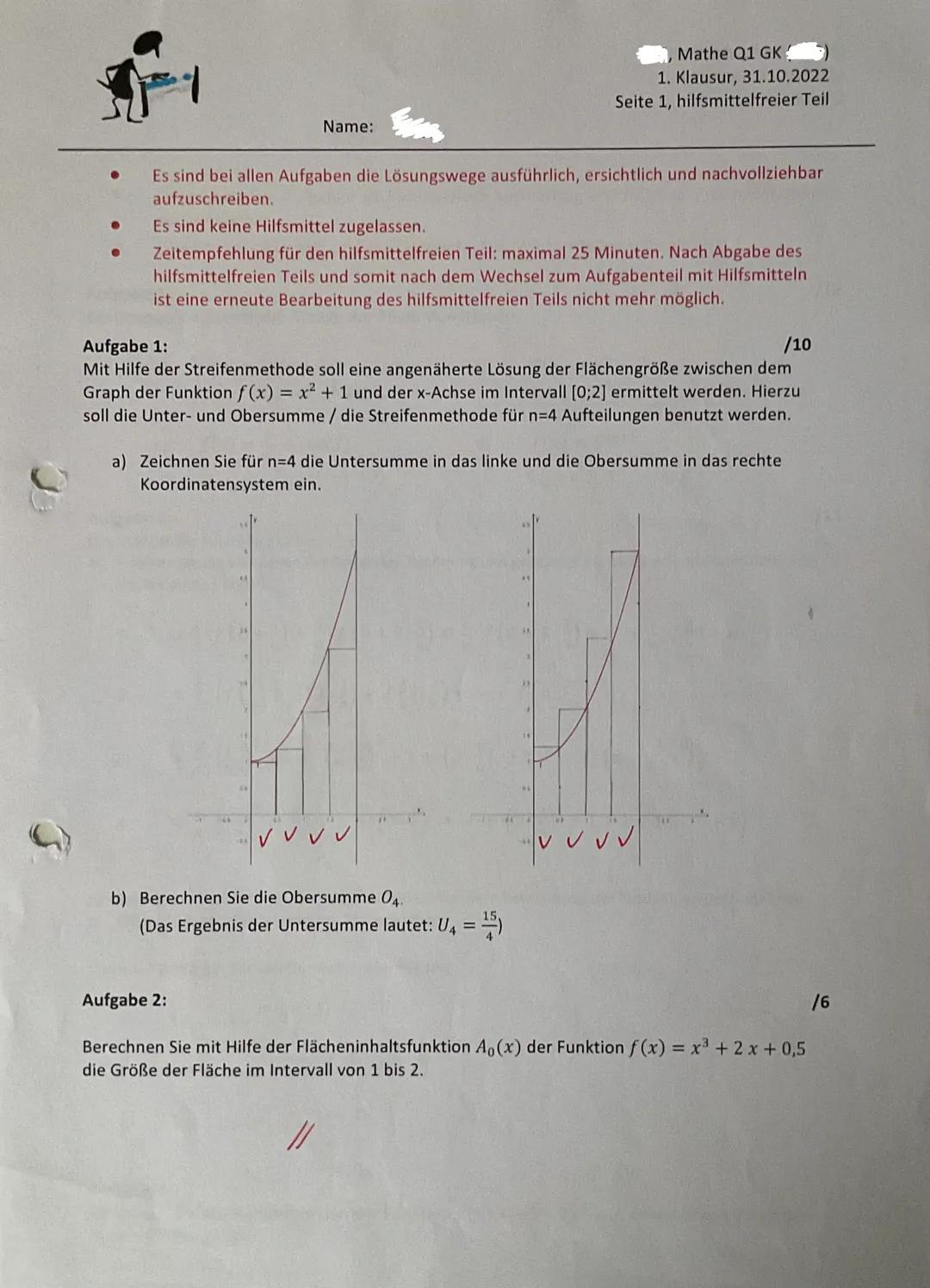 Mathe Q1 GK
1. Klausur, 31.10.2022
Seite 1, hilfsmittelfreier Teil
•
Name:
Es sind bei allen Aufgaben die Lösungswege ausführlich, ersichtli