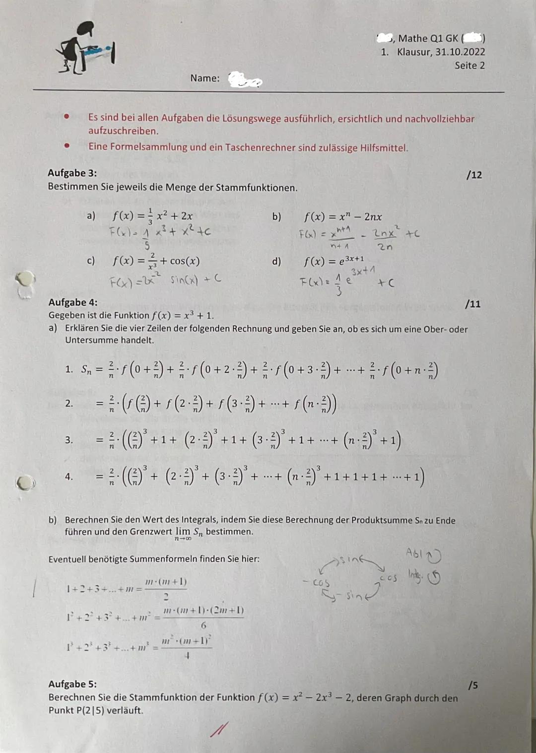 Mathe Q1 GK
1. Klausur, 31.10.2022
Seite 1, hilfsmittelfreier Teil
•
Name:
Es sind bei allen Aufgaben die Lösungswege ausführlich, ersichtli