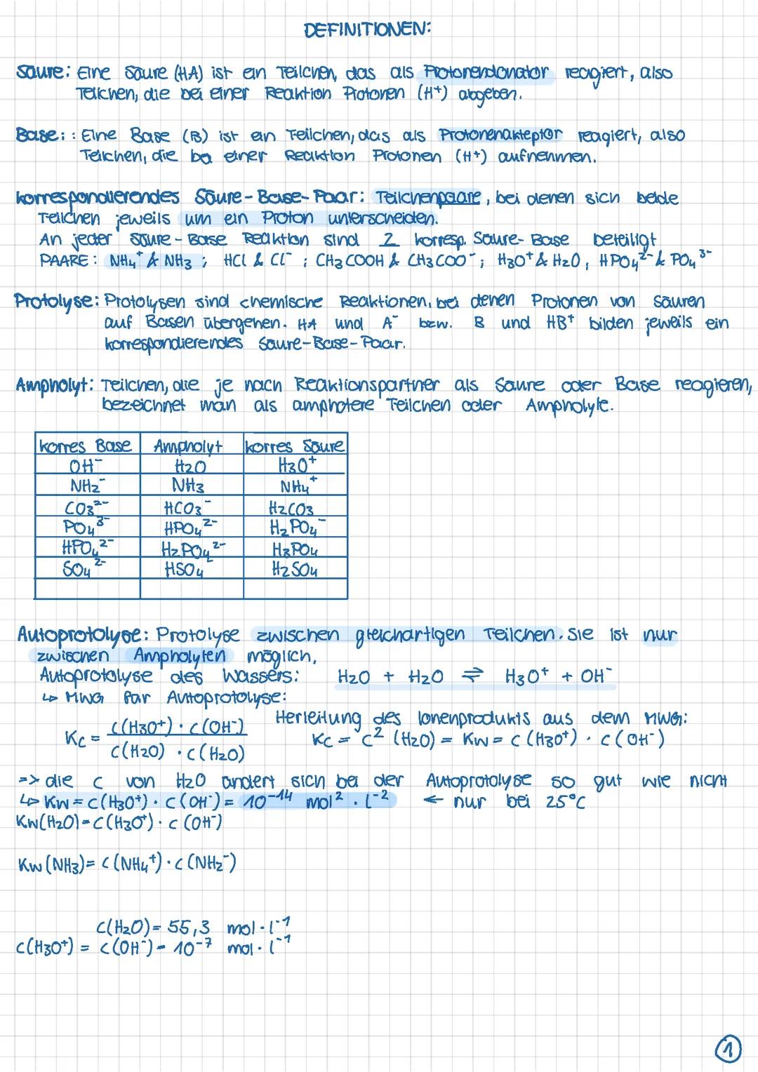 Säure/Base, Puffer, Indikatoren und Formeln Chemie Lk