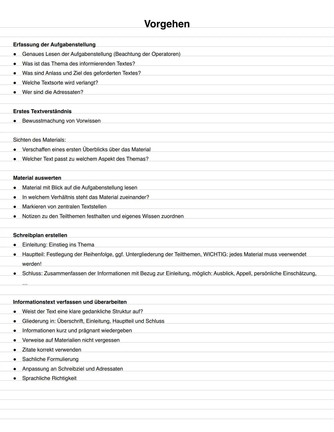 # Lernplan
1. Aufbau
2. Textsorten
3. Vorgehen # Aufbau
Titel
- Themen- und Adressatenbezogen
Einleitung
- Passend zum Anlass, Veröffen