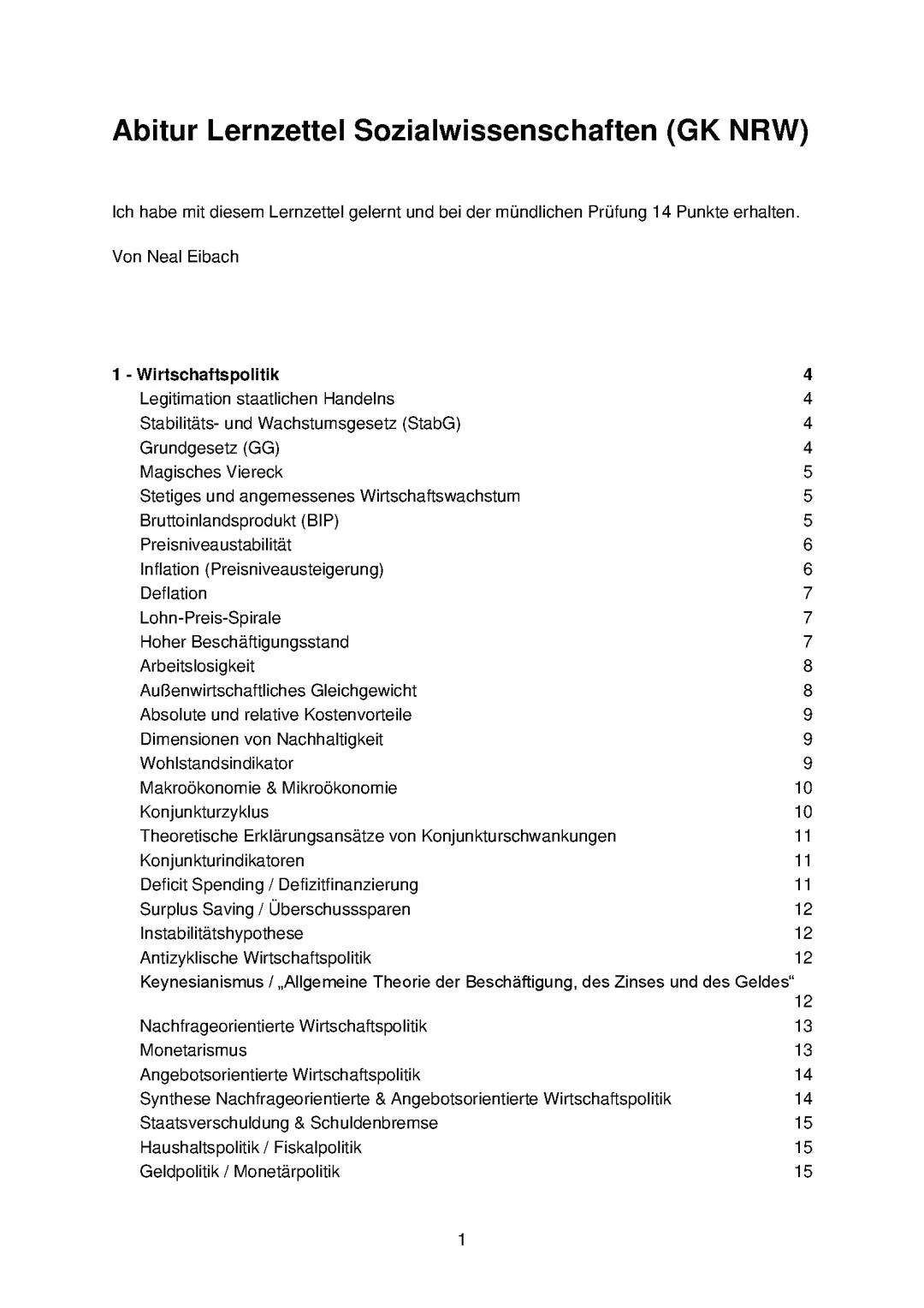 Lernzettel Abitur Sozialwissenschaften GK NRW 2024