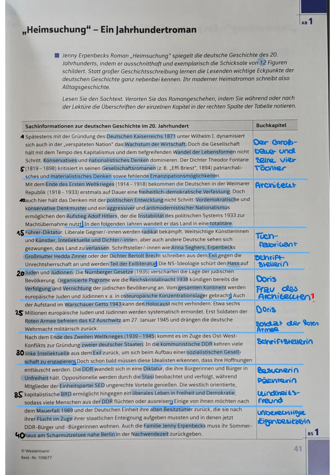 Heimsuchung- Jenny Erpenbeck Arbeitsblätter