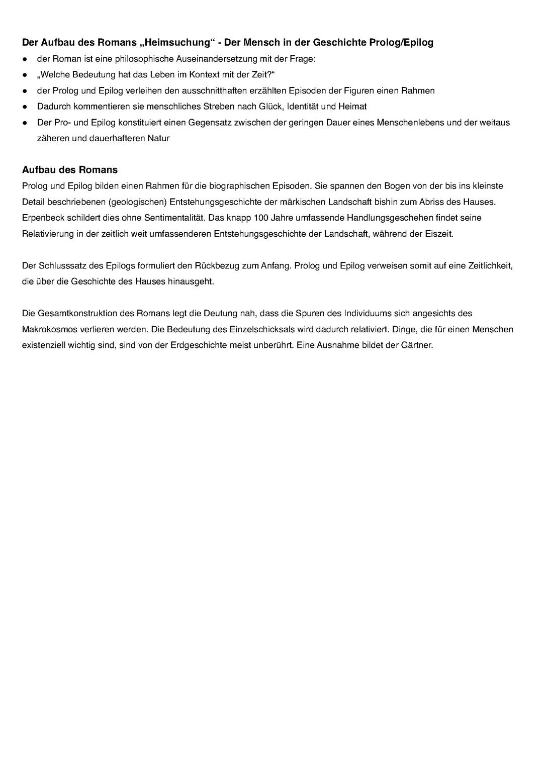 Jenny Erpenbeck Heimsuchung Kontextualisierung Analyse des Pro- und Epilogs