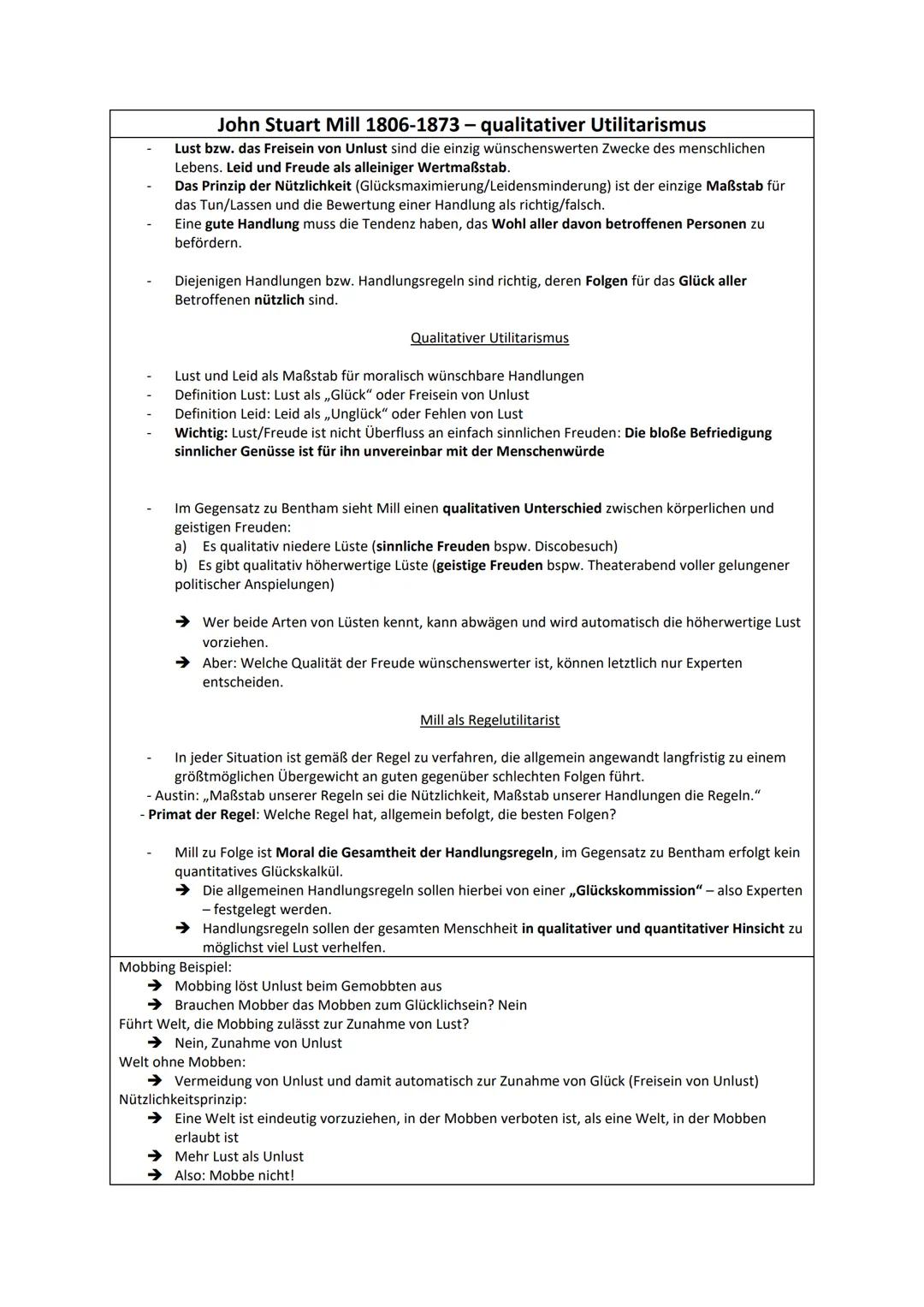 # Der quantitative Utilitarismus Jeremy Benthams (1748-1832)
- Lust bzw. das Freisein von Unlust sind die einzig wünschenswerten Zwecke des