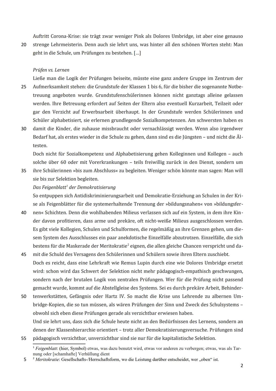 Thema: Institutionalisierung von Erziehung - Die Funktionen von Schule nach Fend
Aufgabenstellung:
1. Formulieren Sie den Hauptgedanken des