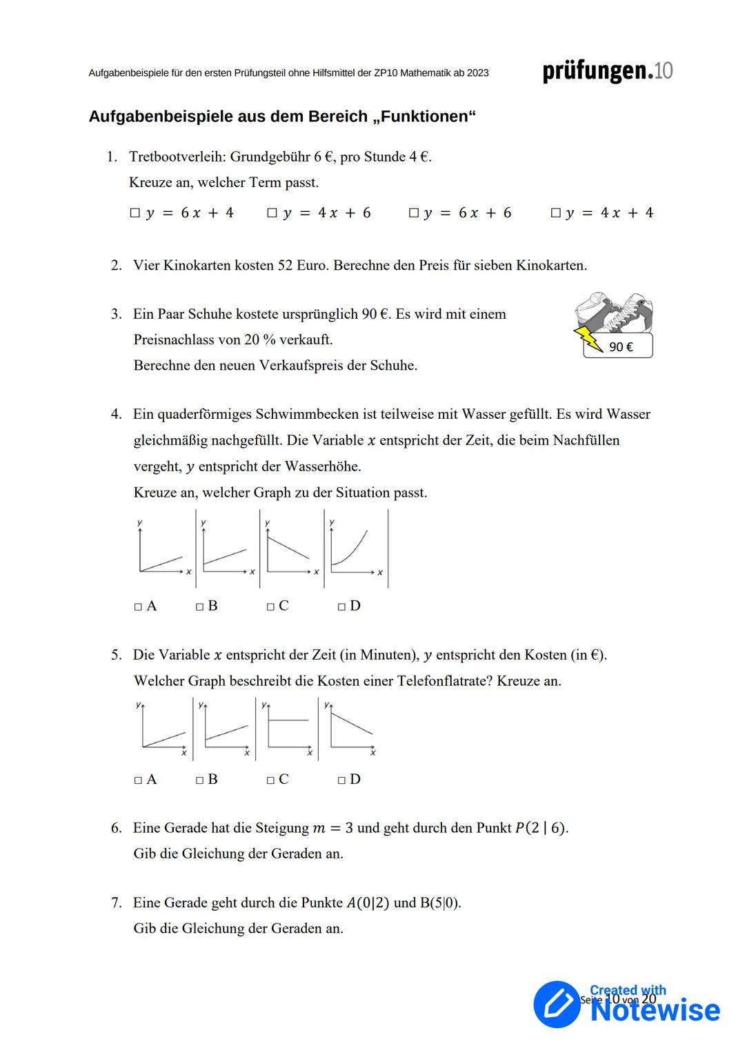 Aufgabenbeispiele
für den ersten Prüfungsteil ohne
Hilfsmittel der ZP10 Mathematik
ab 2023
Herausgegeben von der
Qualitäts- und Unterstützun