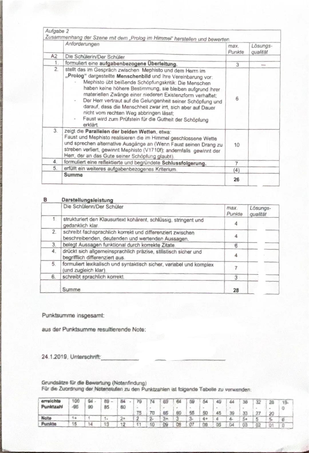 2. Klausur Q1, GK, Deutsch/
15.01.2019
Thema: Analyse eines literarischen Textes (Szenenanalyse) mit weiterführendem
Schreibauftrag
Arbeitsa
