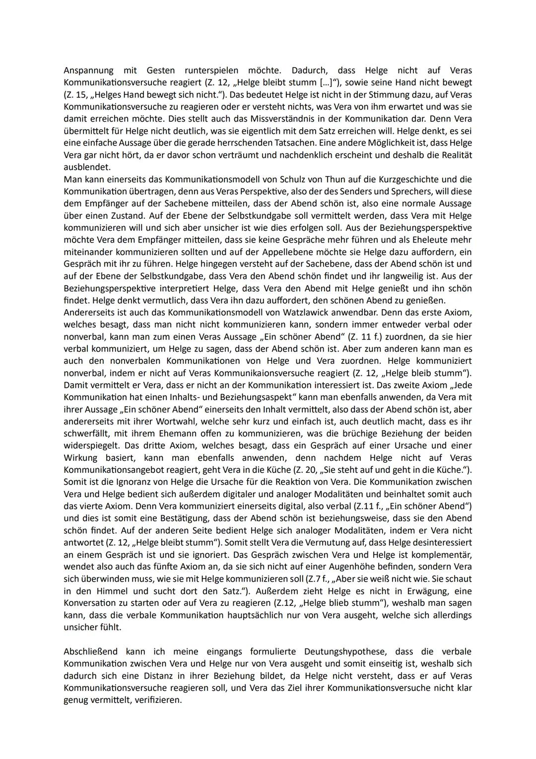 Kommunikationsanalyse „Vera sitzt auf dem
Balkon"
Die Kurzgeschichte,,Vera sitzt auf dem Balkon", geschrieben von Sibylle Berg und veröffent