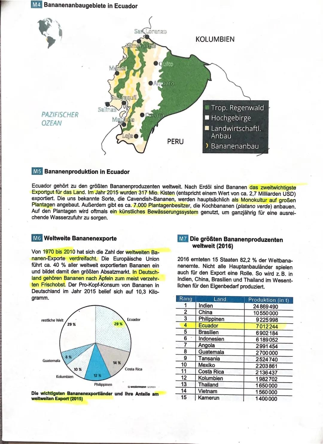 Name:
Thema: Plantagenwirtschaft als nachhaltiger Entwicklungsimpuls
in den Tropen? -
Aufgabe 1
Das Fallbeispiel des Bananenanbaus in Ecuado