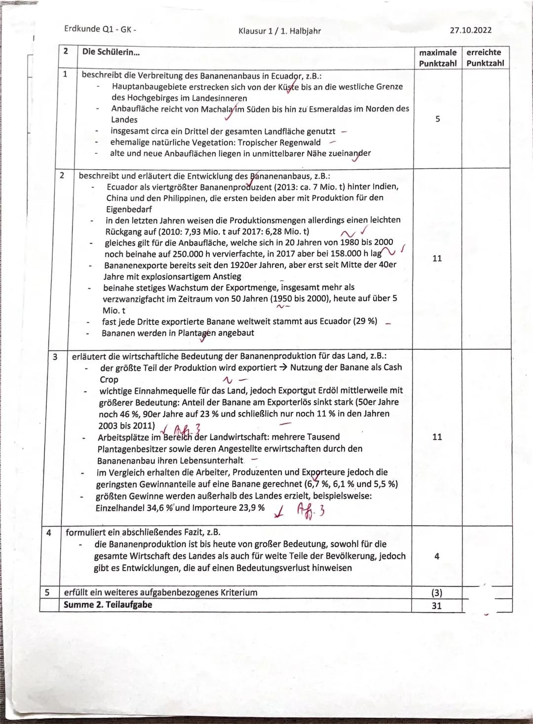 Name:
Thema: Plantagenwirtschaft als nachhaltiger Entwicklungsimpuls
in den Tropen? -
Aufgabe 1
Das Fallbeispiel des Bananenanbaus in Ecuado