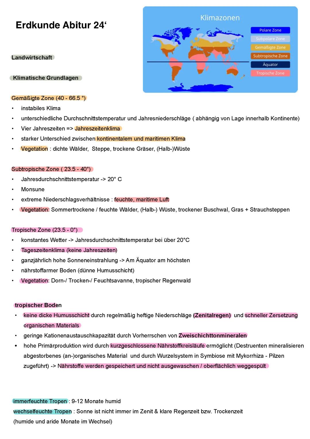 Erdkunde Abi 24‘ Landwirtschaft