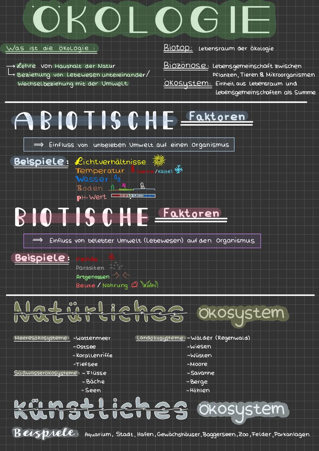 Lernzettel für eine Ökologie Klausur