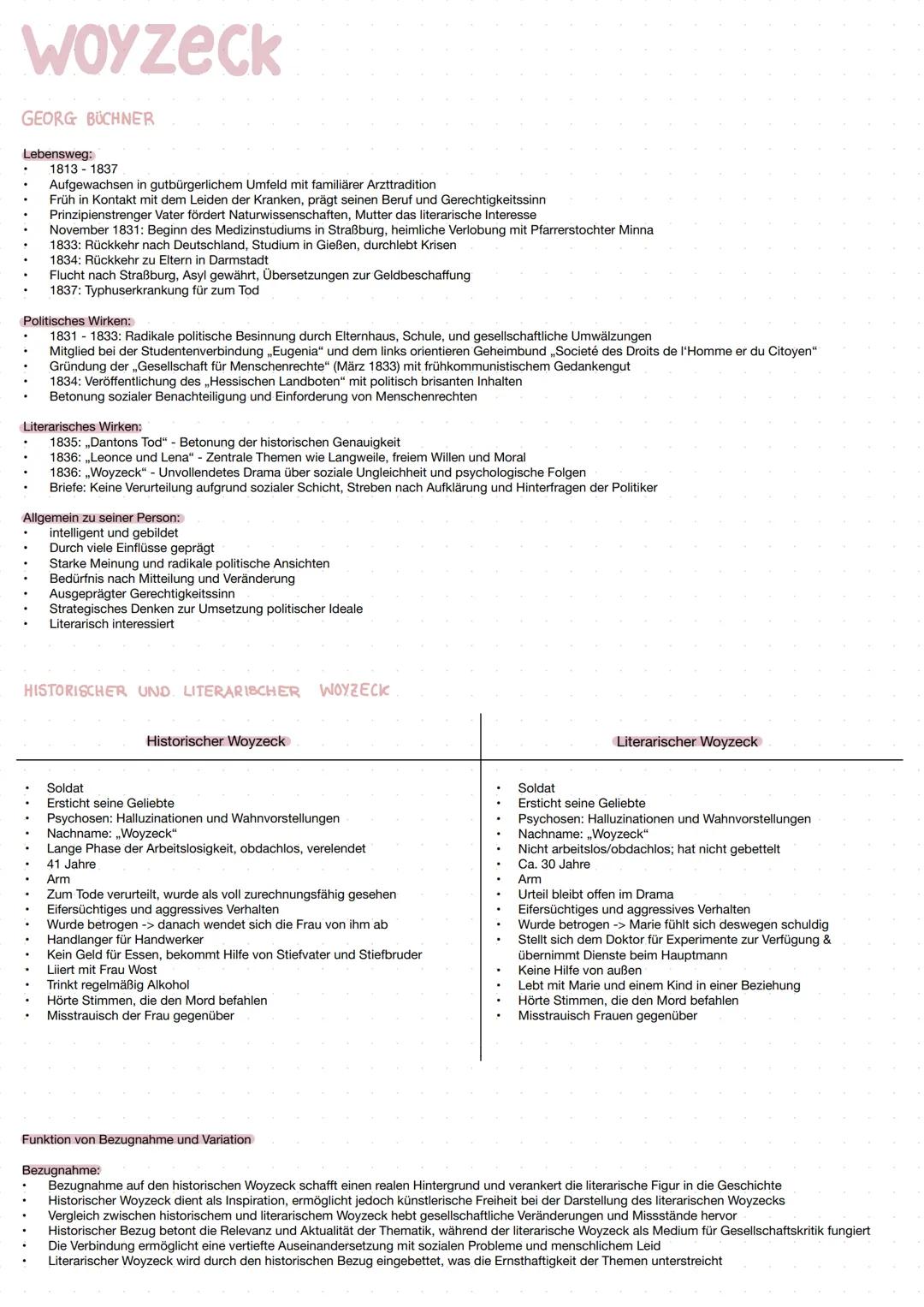 Woyzeck
GEORG BUCHNER
Lebensweg:
1813-1837
Aufgewachsen in gutbürgerlichem Umfeld mit familiärer Arzttradition
Früh in Kontakt mit dem Leide