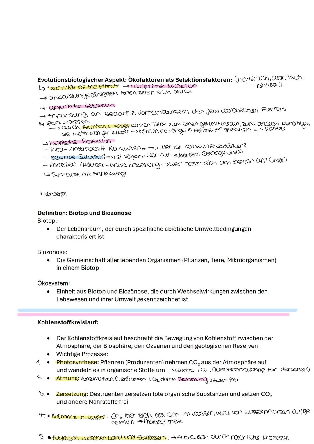 Biologie Lernzettel
Themen:
✓ abiotische Faktoren und deren Einfluss (Übersicht): Temperatur, Licht, Wasser,
RGT-Regel, Toleranzkurven, ph
