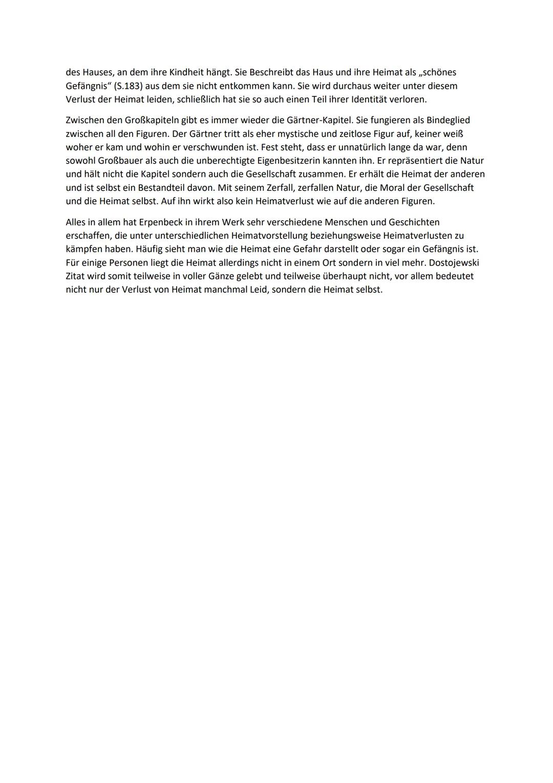 ,,Ohne Heimat sein heißt leiden" - Fjodor Dostojewski
Jenny Erpenbecks in 2008 erschienener Roman,,Heimsuchung" ist ein multiperspektivische