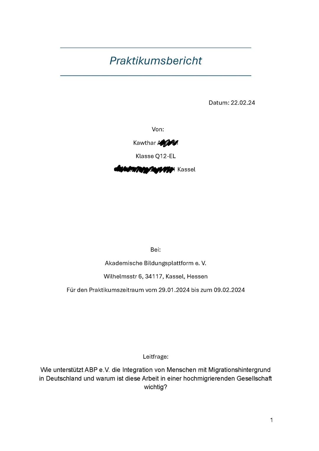 Praktikumsbericht