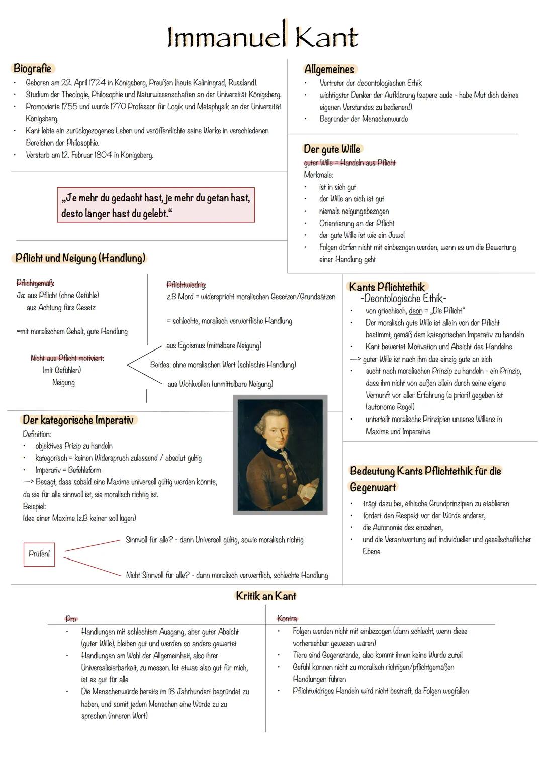 .
.
Biografie
Immanuel Kant
Geboren am 22. April 1724 in Königsberg, Preußen (heute Kaliningrad, Russland).
Studium der Theologie, Philosoph