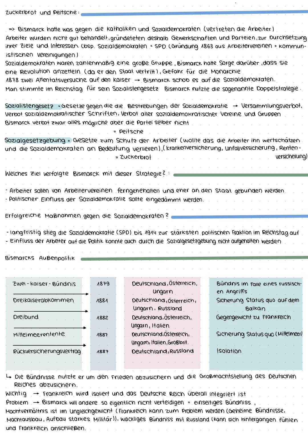 Vorwissen
KLAUSUR VORBEREITUNG
BISMARCK
• Gründung des Deutschen Bundes im Jahr 18.15 - seither häuften sich die Forderungen nach einem
Nati