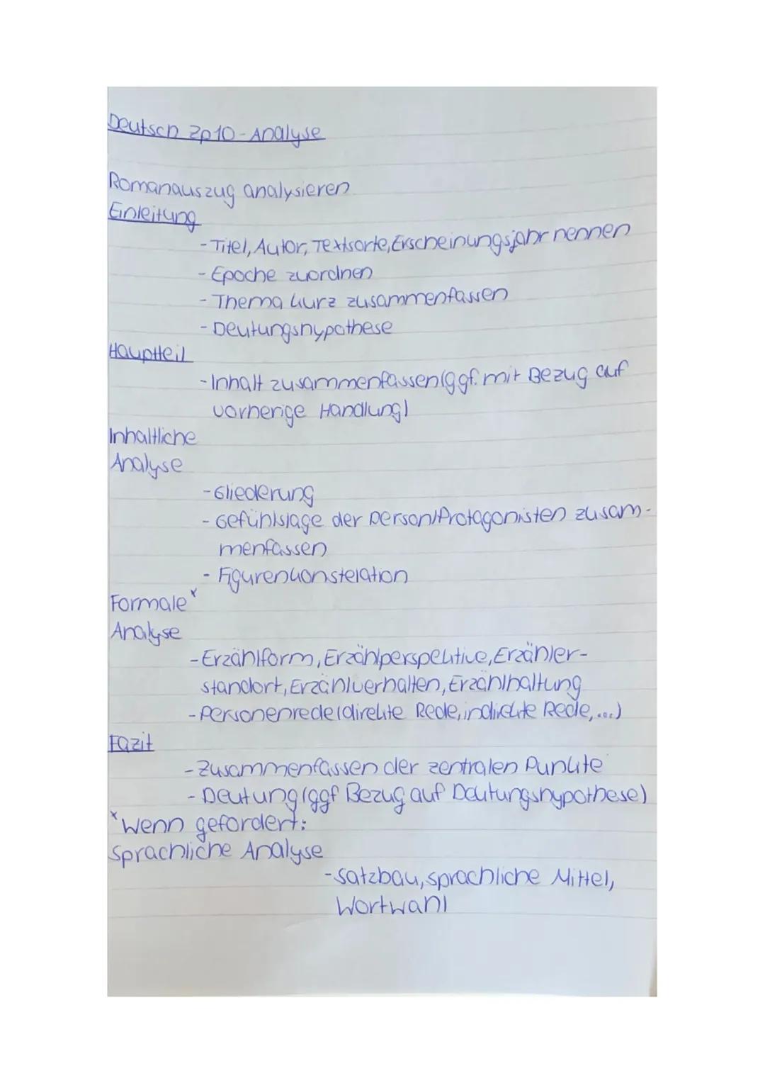 Romanauszug Analysieren - Vorbereitung Deutsch ZP10