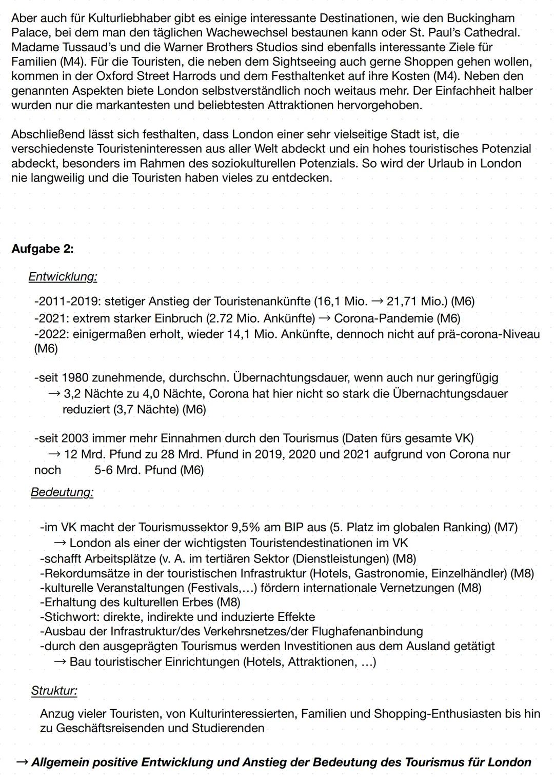 London - die Touristenstadt?
Aufgabenstellung:
1. Lokalisieren Sie London und kennzeichnen Sie das touristische Potenzial.
2. Erläutern Si