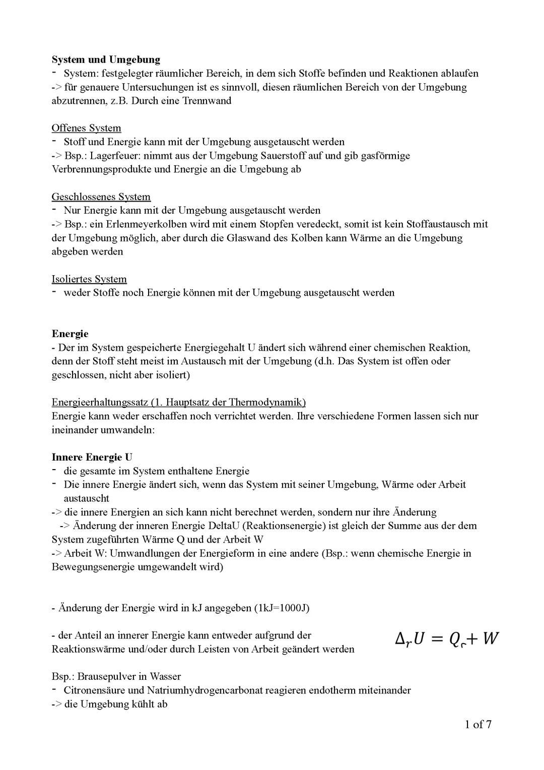 Lernzettel Energetik, Chemie