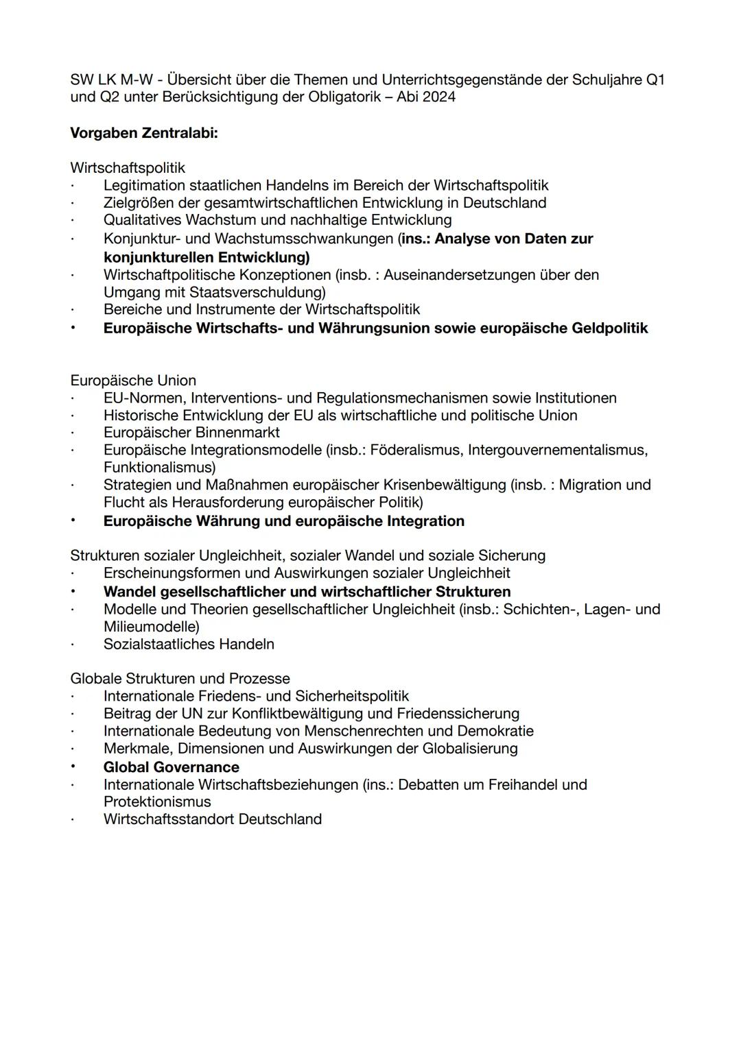 SW LK M-W - Übersicht über die Themen und Unterrichtsgegenstände der Schuljahre Q1
und Q2 unter Berücksichtigung der Obligatorik - Abi 2024