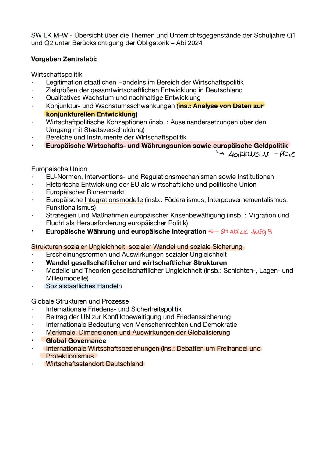SW LK M-W - Übersicht über die Themen und Unterrichtsgegenstände der Schuljahre Q1
und Q2 unter Berücksichtigung der Obligatorik - Abi 2024