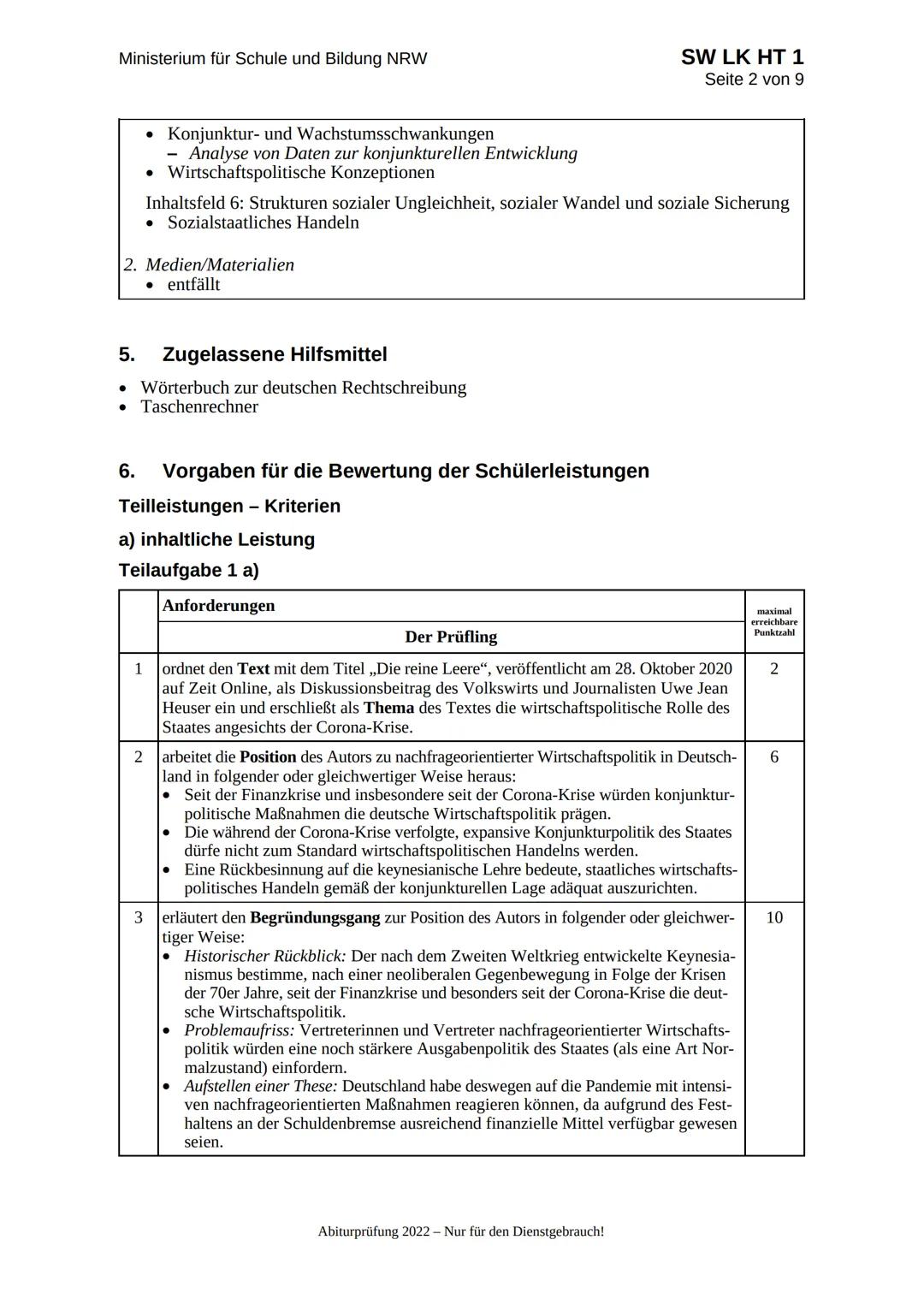 Ministerium für
Schule und Bildung
des Landes Nordrhein-Westfalen
SW LK HT 1
Seite 1 von 5
Name:
Abiturprüfung 2022
Sozialwissenschaften, Le