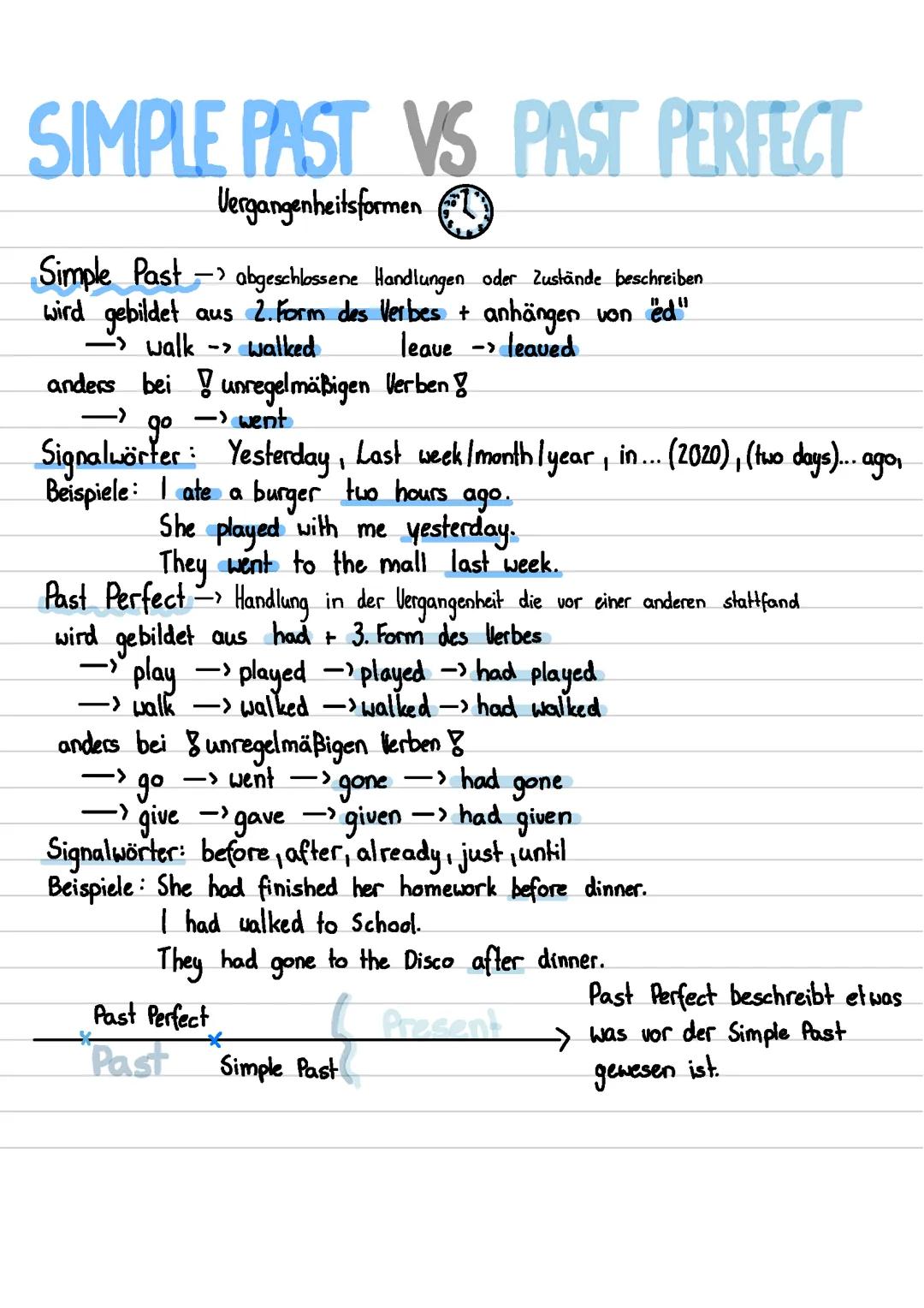 SIMPLE PAST VS PAST PERFECT Erklärung + Übungen Vergangenheitsformen englisch