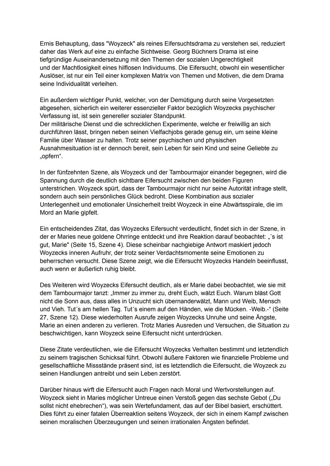 # Übungsaufsatz: Literarische Erörterung: Woyzeck
Das Drama „Woyzeck" ist nicht ohne Grund ein Klassiker der Literaturgeschichte. Die
Thema
