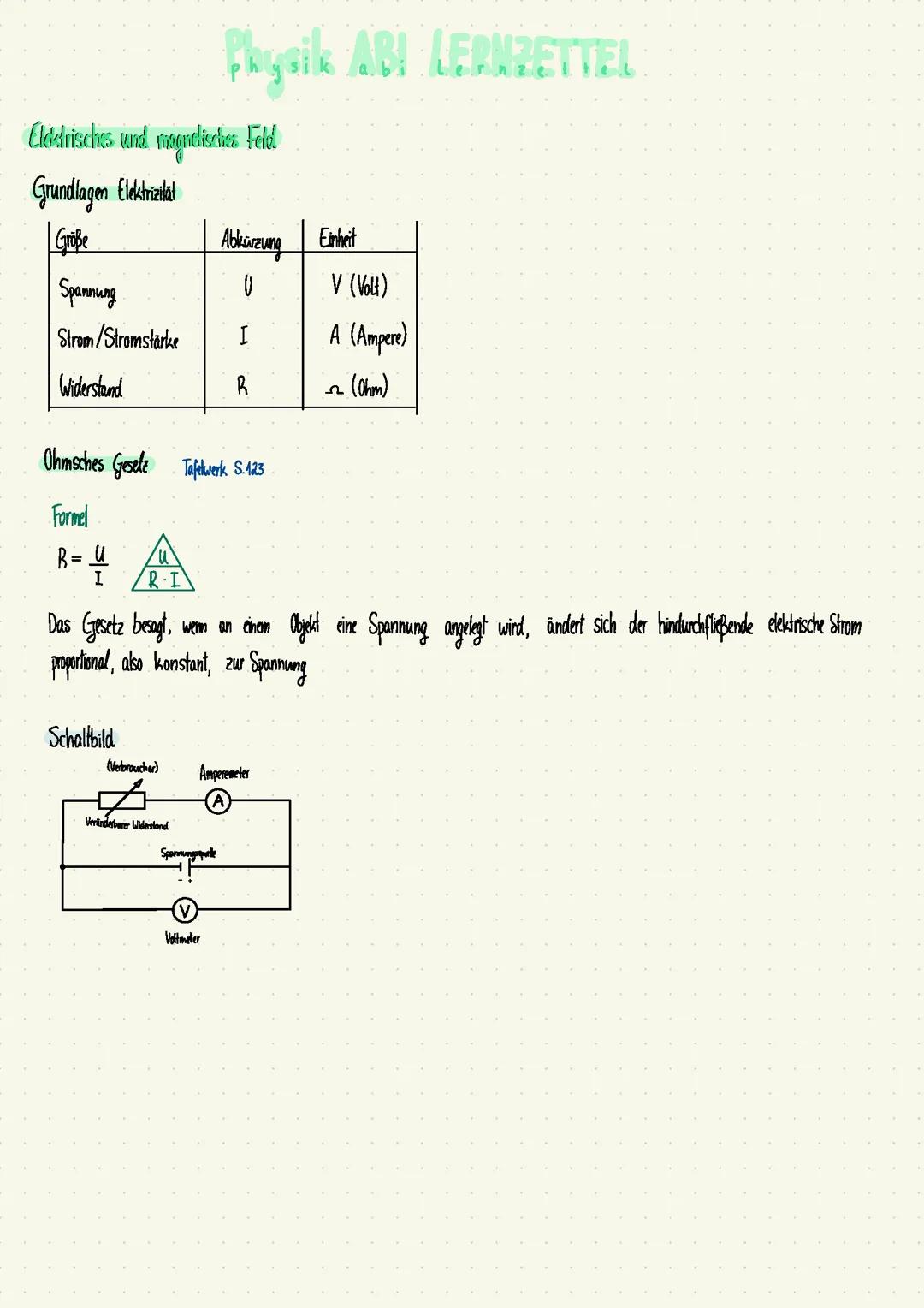 ABI Lernzettel Physik Q1