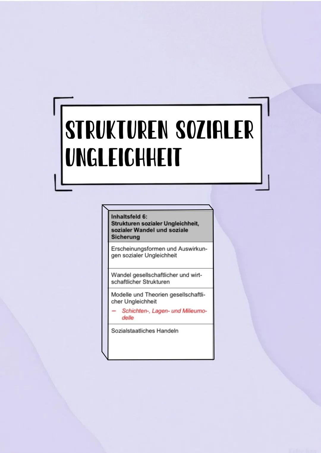 STRUKTUREN SOZIALER
UNGLEICHHEIT
Inhaltsfeld 6:
Strukturen sozialer Ungleichheit,
sozialer Wandel und soziale
Sicherung
Erscheinungsformen u