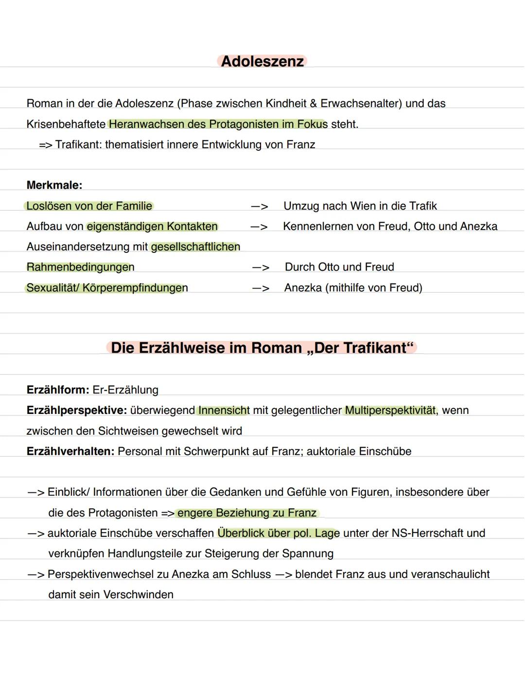 Adoleszenz
Roman in der die Adoleszenz (Phase zwischen Kindheit & Erwachsenalter) und das
Krisenbehaftete Heranwachsen des Protagonisten im